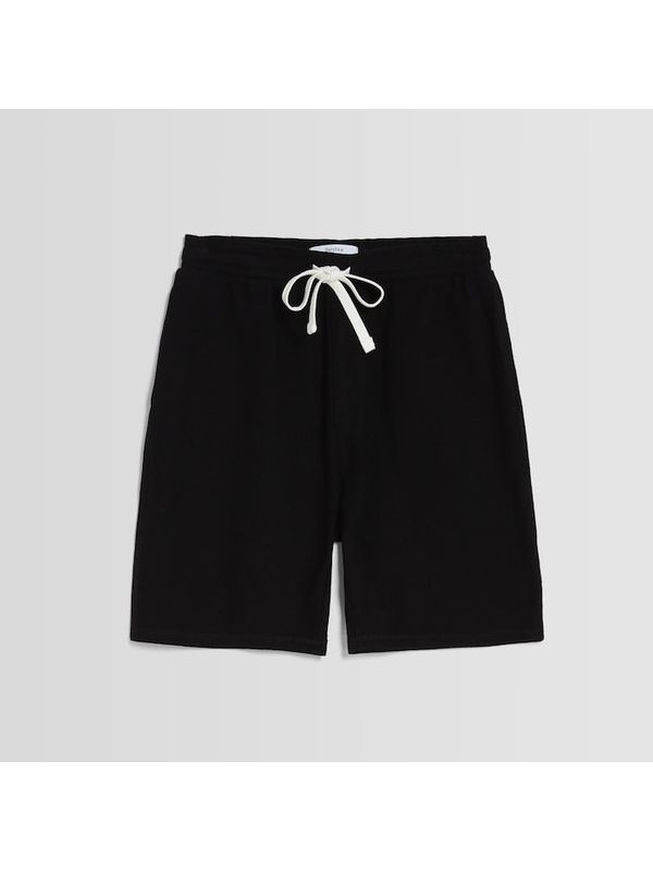 Шорты Bershka Textured Relaxed Fit Bermuda, черный
