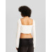 Блузка с длинными рукавами Bershka Cropped With Chiffon Detail, белый