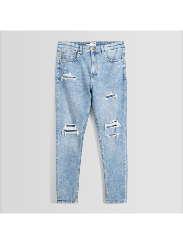 Джинсы Bershka Ripped Carrot Fit, голубой