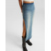 Юбка Bershka Comfort Denim Midi, синий
