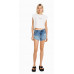 Шорты Bershka Vintage Denim With Rips, синий