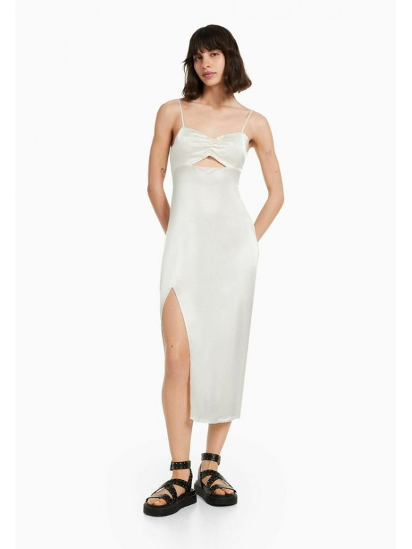 Элегантное платье Bershka, бежевый