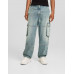 Джинсы Bershka Faded-effect Skater Fit Cargo, синий