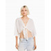 Рубашка Bershka Short Sleeve Rustic, белый