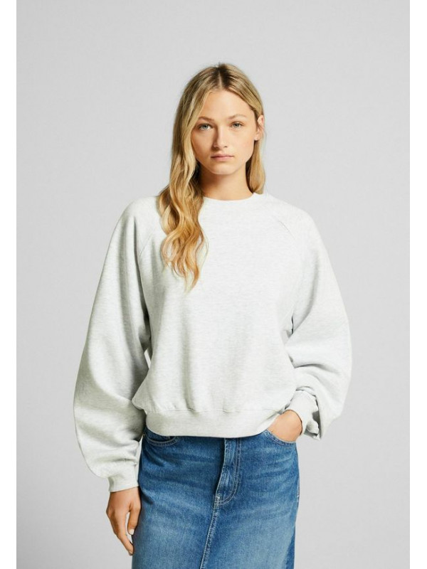 Толстовка с капюшоном Bershka, серый меланж