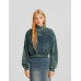 Свитшот Bershka Washed-effect Cropped, сине-зеленый