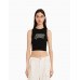 Топ Bershka Bizarrap Sleeveless Rhinestone, черный