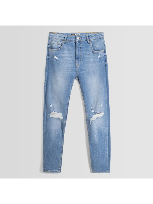Джинсы Bershka Ripped Skinny, светло-синий
