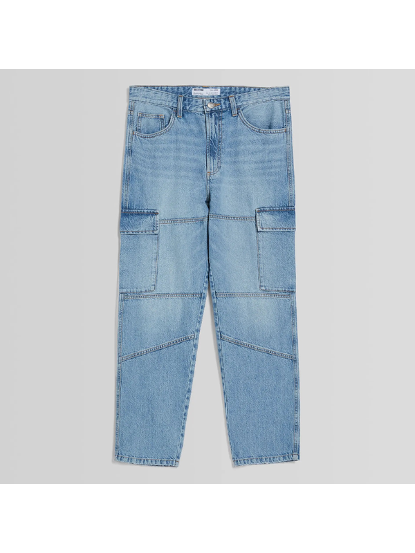 Джинсы Bershka Cargo, светло-синий