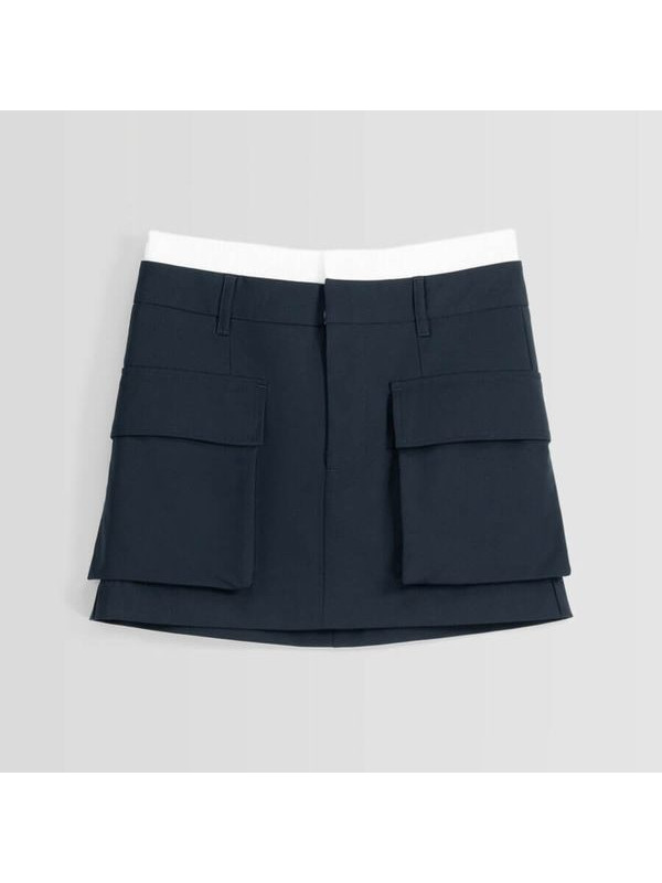 Юбка Bershka Cargo Mini With Underwear, темно-синий