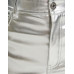 Брюки Bershka Faux Leather Straight Fit Trousers, серебристый