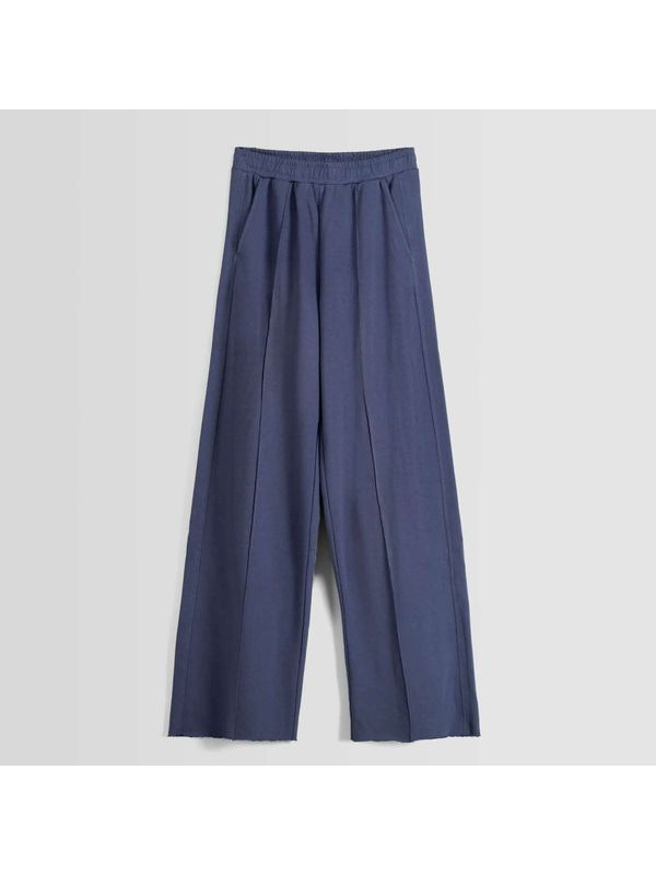 Брюки Bershka Faded Wide-leg Plush, темно-серый