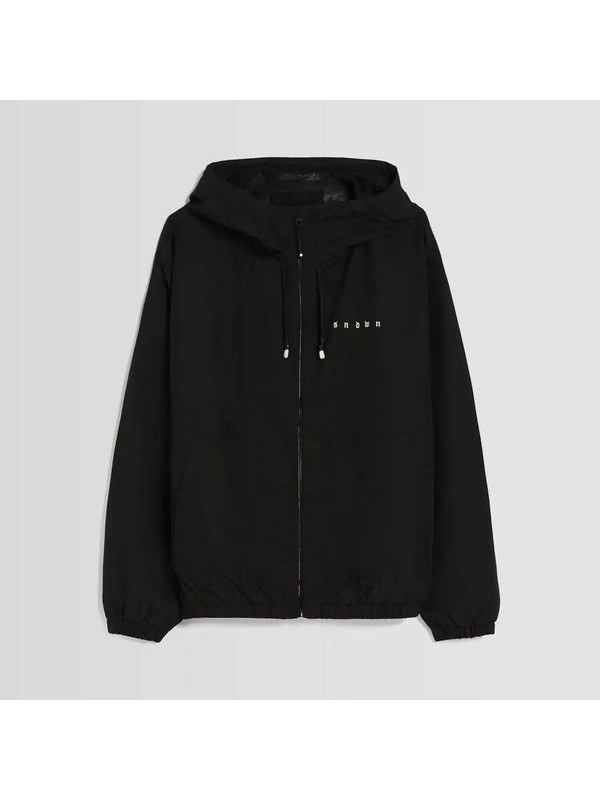 Ветровка Bershka Lightweight Hooded, черный Ветровка Bershka Lightweight Hooded, черный