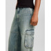 Джинсы Bershka Faded-effect Skater Fit Cargo, синий