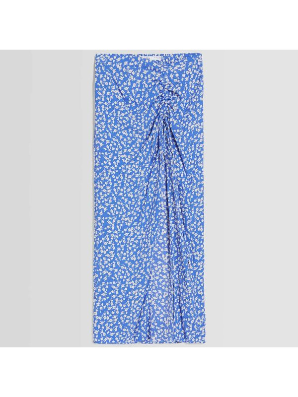 Юбка Bershka Floral Print Midi, синий