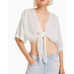 Рубашка Bershka Short Sleeve Rustic, белый
