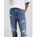 Джинсы Bershka Ripped Carrot Fit, синий