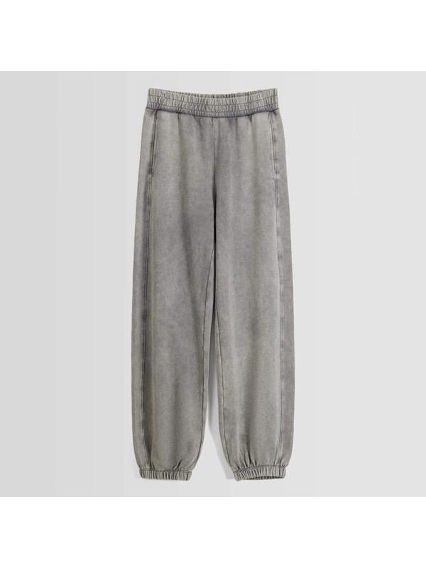 Брюки Bershka Faded Effect Plush Joggers, серый