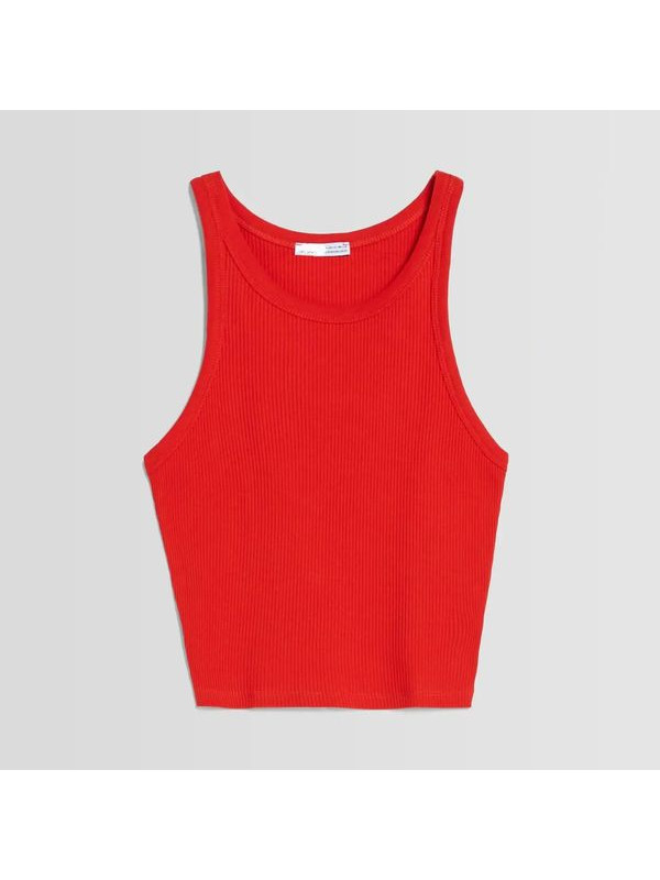 Топ Bershka Sleeveless Ribbed, красный