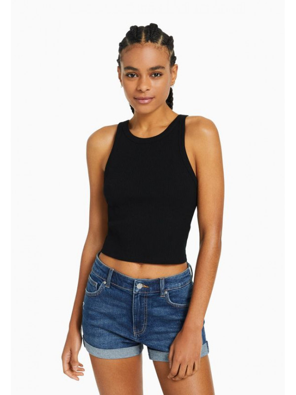 Джинсовые шорты Bershka, темно-синий