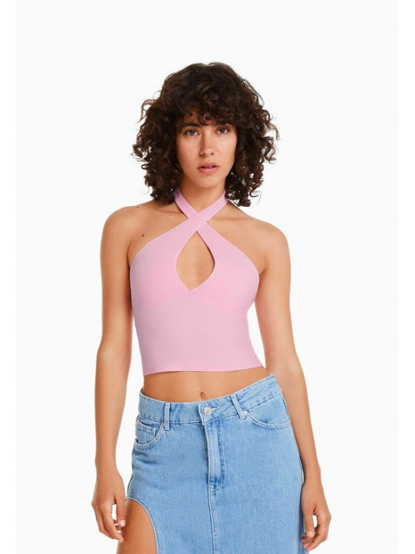 Топ Bershka, светло-розовый