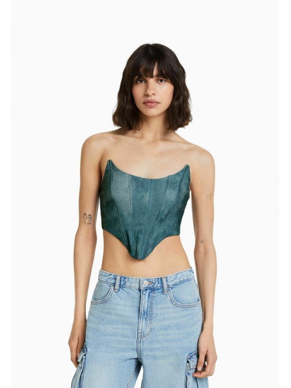 Топ Bershka, темно-синий